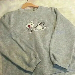 Embroidered Christmas Snowman/Dog Grey Size Medium Women’s Sweatshirt